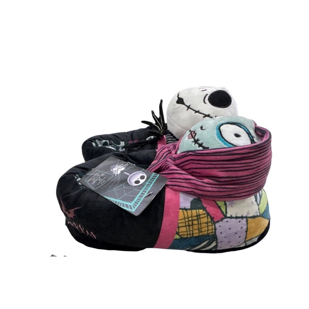 Disney The Nightmare Before Christmas Jack & Sally Plush Slippers 7/8M - Picture 6 of 10